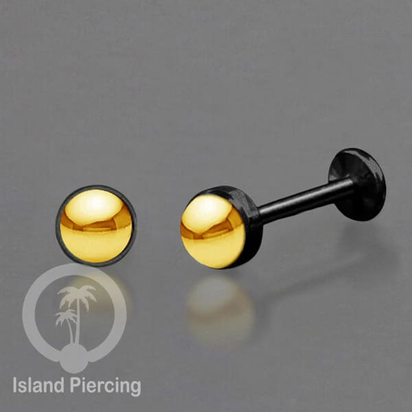 Tindik labret push system stainless, threadless piercing tragus dan helix warna hitam