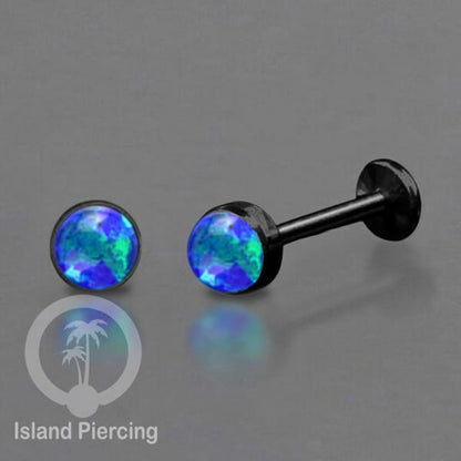 Tindik labret push system stainless, threadless piercing tragus dan helix warna hitam