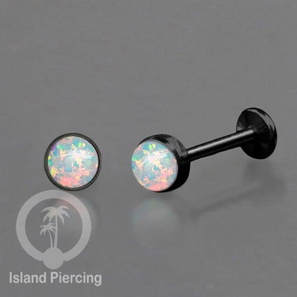 Tindik labret push system stainless, threadless piercing tragus dan helix warna hitam