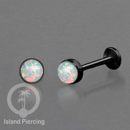 Tindik labret push system stainless, threadless piercing tragus dan helix warna hitam