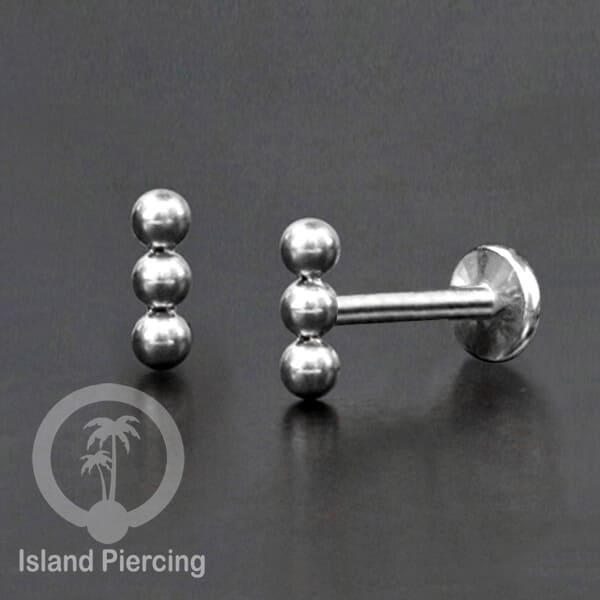 Tindik labret push system, threadless piercing warna silver dengan banyak pilihan model