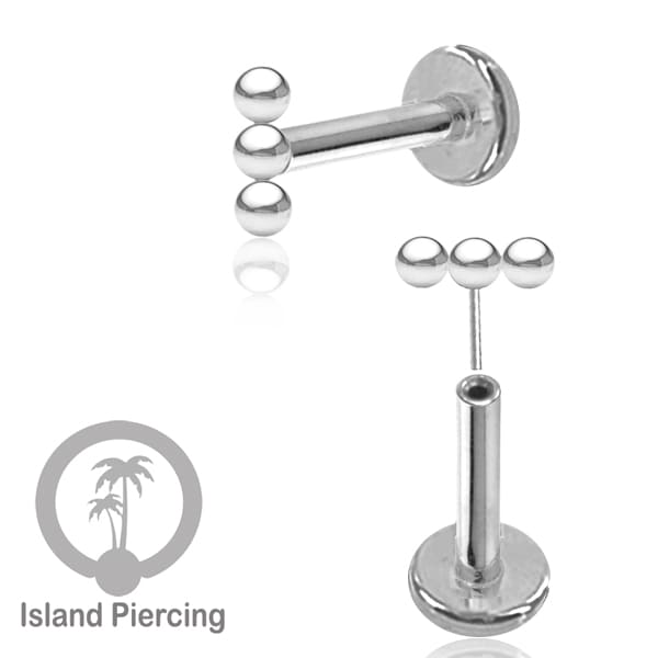 Tindik labret push system, threadless piercing warna silver dengan banyak pilihan model