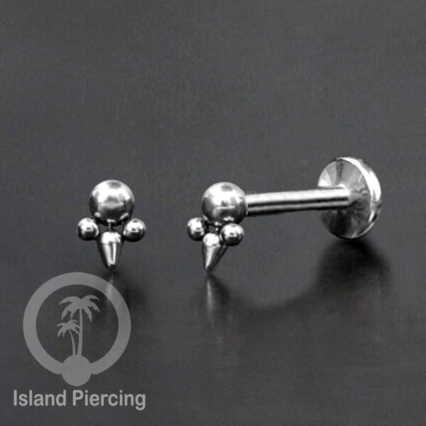 Tindik labret push system, threadless piercing warna silver dengan banyak pilihan model