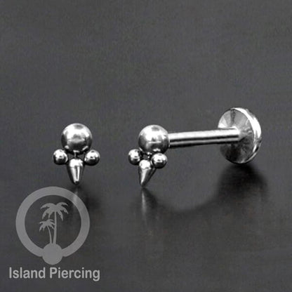Tindik labret push system, threadless piercing warna silver dengan banyak pilihan model