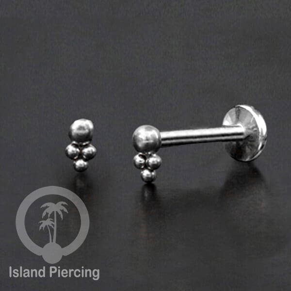 Tindik labret push system, threadless piercing warna silver dengan banyak pilihan model