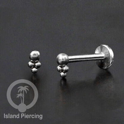 Tindik labret push system, threadless piercing warna silver dengan banyak pilihan model