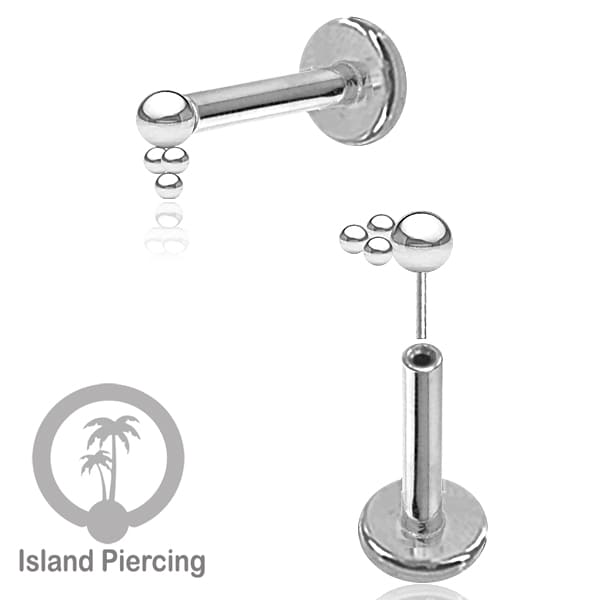 Tindik labret push system, threadless piercing warna silver dengan banyak pilihan model