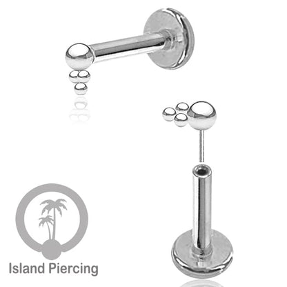 Tindik labret push system, threadless piercing warna silver dengan banyak pilihan model