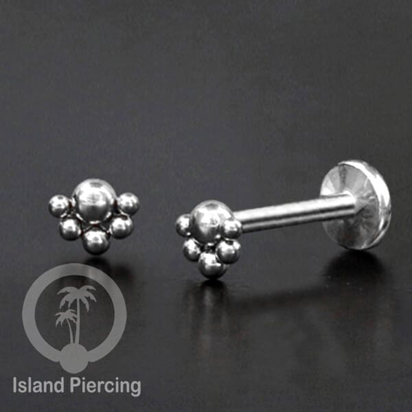 Tindik labret push system, threadless piercing warna silver dengan banyak pilihan model