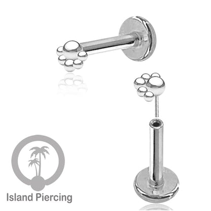 Tindik labret push system, threadless piercing warna silver dengan banyak pilihan model
