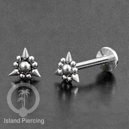Tindik labret push system, threadless piercing warna silver dengan banyak pilihan model