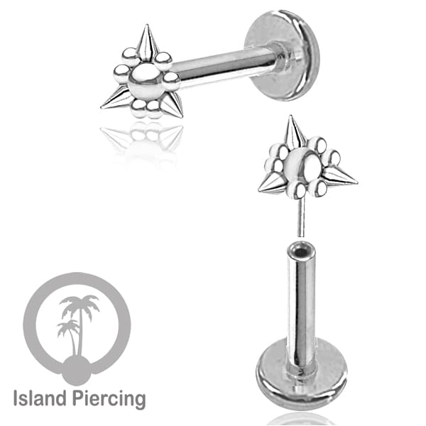 Tindik labret push system, threadless piercing warna silver dengan banyak pilihan model