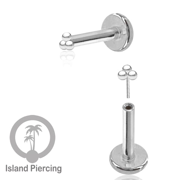 Tindik labret push system, threadless piercing warna silver model yang menarik