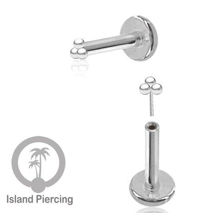 Tindik labret push system, threadless piercing warna silver model yang menarik