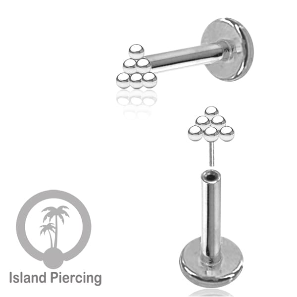 Tindik labret push system, threadless piercing warna silver model yang menarik