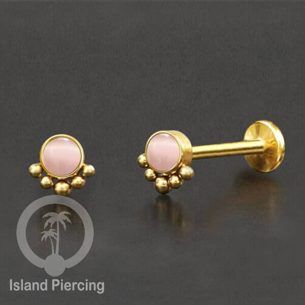Tindik Labret push system, Threadless Piercing warna gold banyak pilihan model dan batu