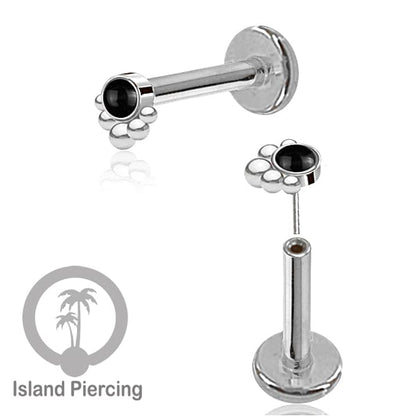 Tindik Labret push system, Threadless Piercing warna gold banyak pilihan model dan batu