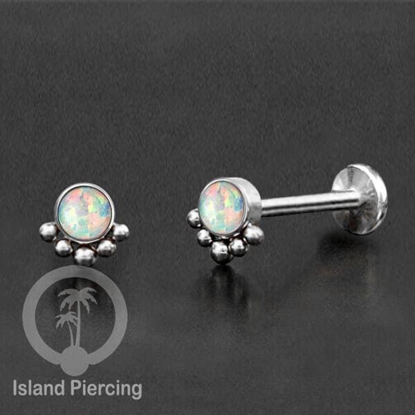 Tindik Labret push system, Threadless Piercing warna silver banyak pilihan model dan batu