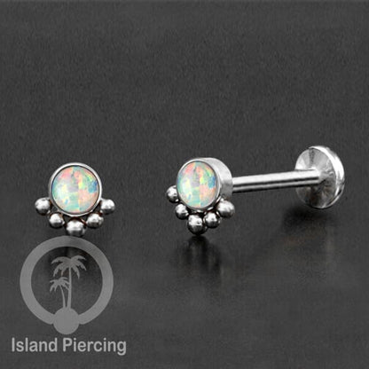 Tindik Labret push system, Threadless Piercing warna silver banyak pilihan model dan batu