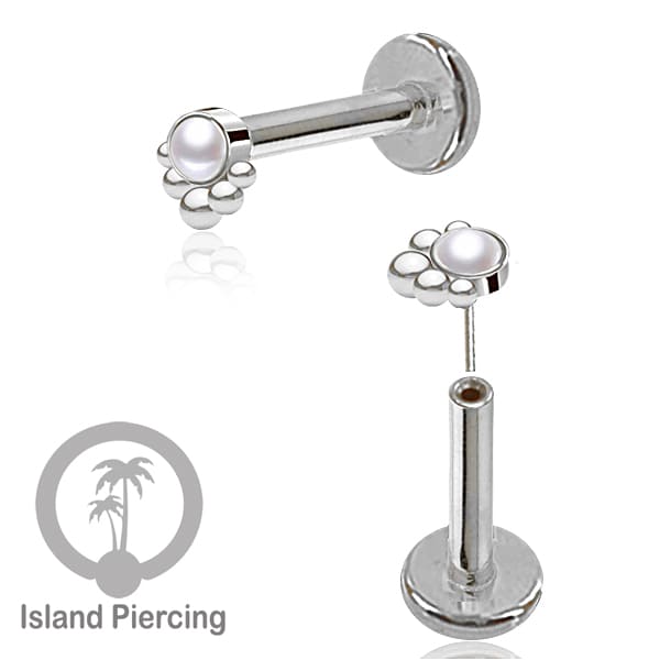 Tindik Labret push system, Threadless Piercing warna silver banyak pilihan model dan batu