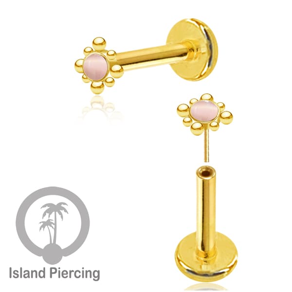 Tindik Labret push system, Threadless Piercing warna silver banyak pilihan model dan batu