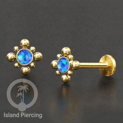 Tindik Labret push system, Threadless Piercing warna gold banyak pilihan model dan batu