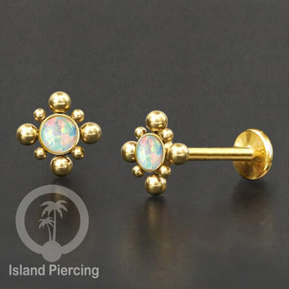 Tindik Labret push system, Threadless Piercing warna gold banyak pilihan model dan batu