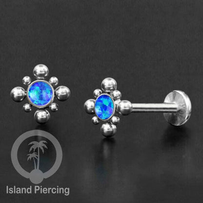 Tindik Labret push system, Threadless Piercing warna silver banyak pilihan model dan batu