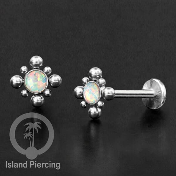 Tindik Labret push system, Threadless Piercing warna silver banyak pilihan model dan batu