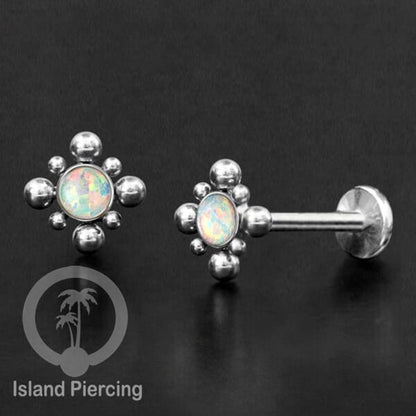 Tindik Labret push system, Threadless Piercing warna silver banyak pilihan model dan batu