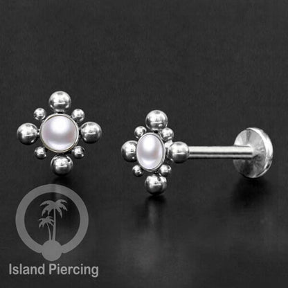 Tindik Labret push system, Threadless Piercing warna silver banyak pilihan model dan batu