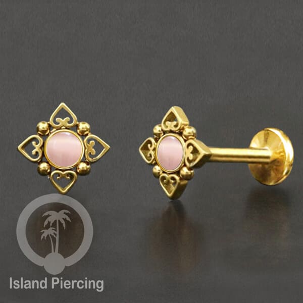 Tindik Labret push system, Threadless Piercing warna gold dan silver banyak pilihan batu