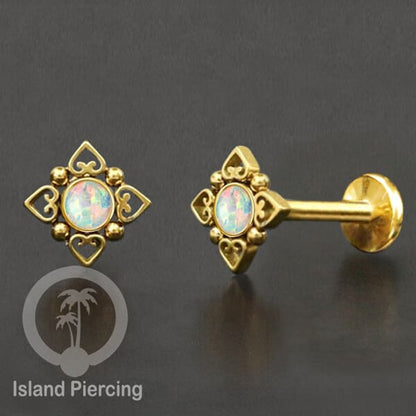 Tindik Labret push system, Threadless Piercing warna gold dan silver banyak pilihan batu