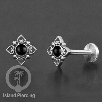 Tindik Labret push system, Threadless Piercing warna gold dan silver banyak pilihan batu