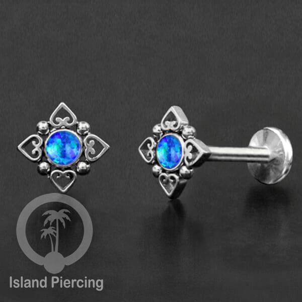 Tindik Labret push system, Threadless Piercing warna gold dan silver banyak pilihan batu