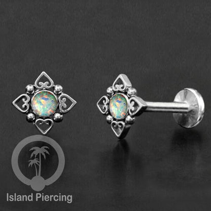 Tindik Labret push system, Threadless Piercing warna gold dan silver banyak pilihan batu