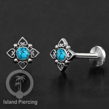 Tindik Labret push system, Threadless Piercing warna gold dan silver banyak pilihan batu