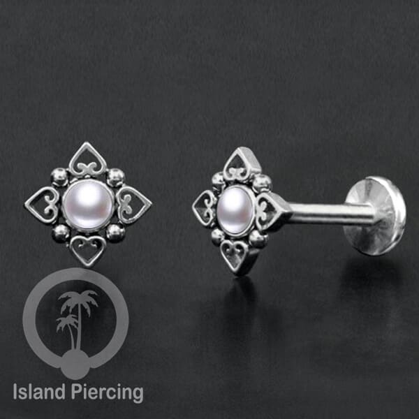 Tindik Labret push system, Threadless Piercing warna gold dan silver banyak pilihan batu