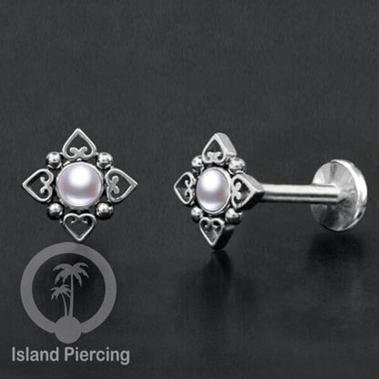 Tindik Labret push system, Threadless Piercing warna gold dan silver banyak pilihan batu