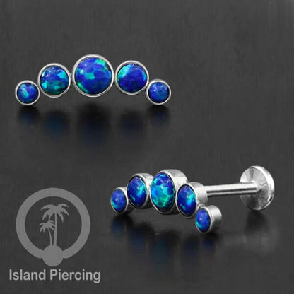 Tindik Labret push system, Threadless Piercing warna silver model Helix dengan batu