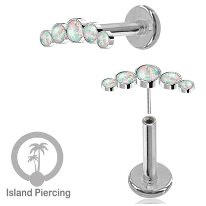 Tindik Labret push system, Threadless Piercing warna gold model Helix dengan batu