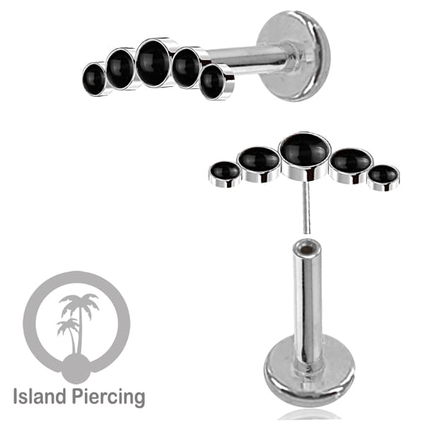 Tindik Labret push system, Threadless Piercing warna silver model Helix dengan batu