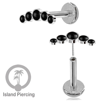 Tindik Labret push system, Threadless Piercing warna silver model Helix dengan batu