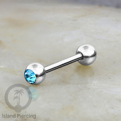 Barbel Tindik Lidah Stainless Kristal warna-warni Tongue bar Piercing warna Silver