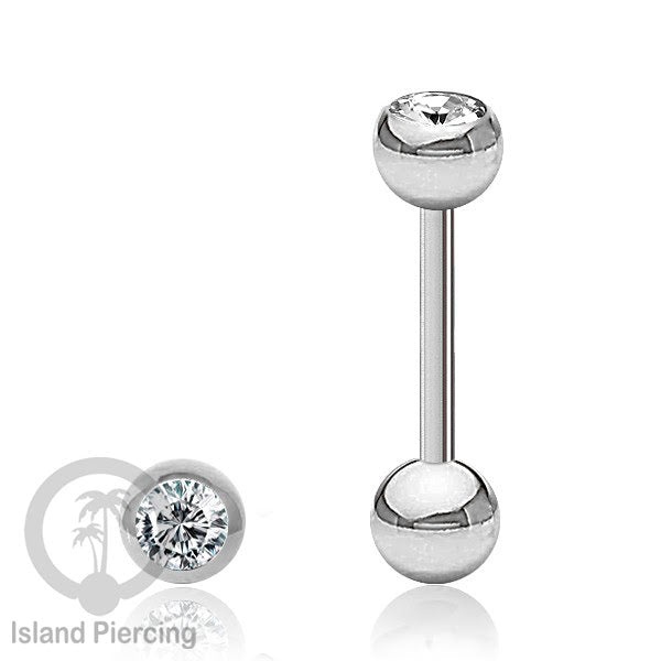 Barbel Tindik Lidah Stainless Kristal warna-warni Tongue bar Piercing warna Silver