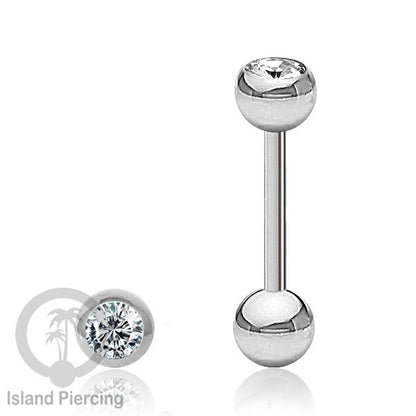 Barbel Tindik Lidah Stainless Kristal warna-warni Tongue bar Piercing warna Silver