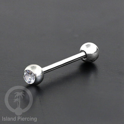 Barbel Tindik Lidah Stainless Kristal warna-warni Tongue bar Piercing warna Silver