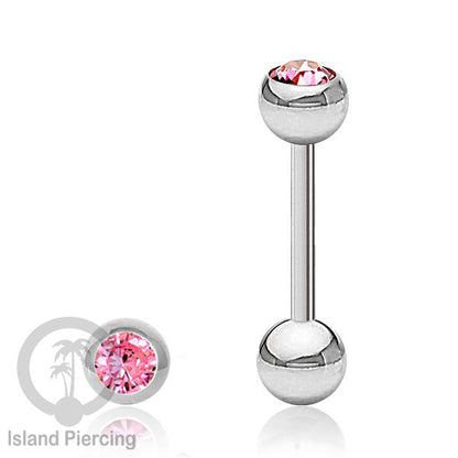 Barbel Tindik Lidah Stainless Kristal warna-warni Tongue bar Piercing warna Silver