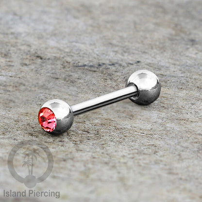 Barbel Tindik Lidah Stainless Kristal warna-warni Tongue bar Piercing warna Silver