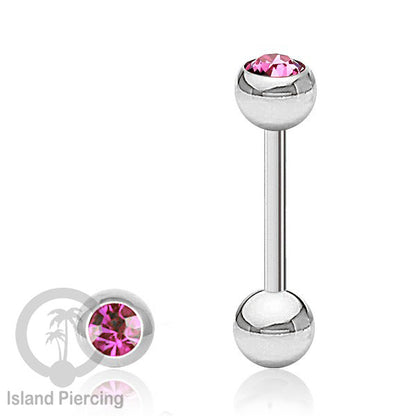 Barbel Tindik Lidah Stainless Kristal warna-warni Tongue bar Piercing warna Silver